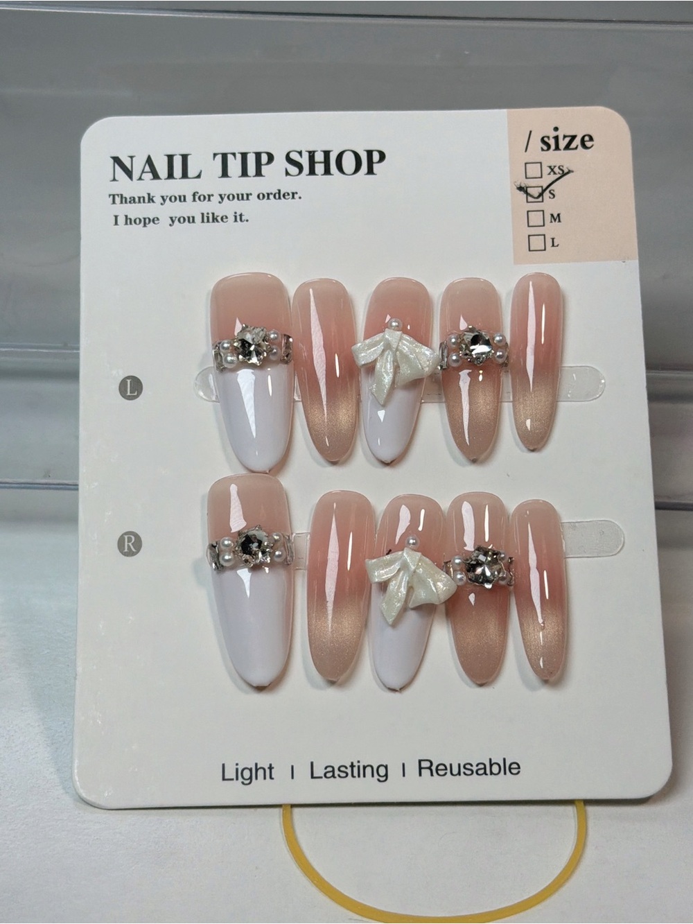 Pink Rhinestone Press-On Nail Set - Picture 4 of 5